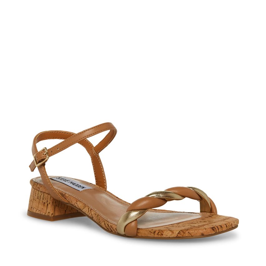 Sandalias Tacones Steve Madden Magnetic Natural Mujer Marrones | ES LD02S3